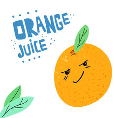 Orange juice flat hand drawn vector illustration