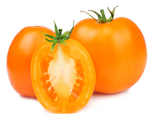 Yellow tomatoes isolated on white