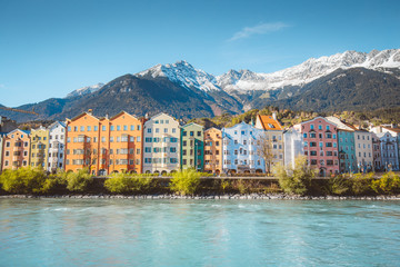 City of Innsbruck with Inn river, Tyrol, Austria - obrazy, fototapety, plakaty