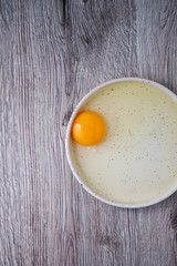 Top view of egg yolk