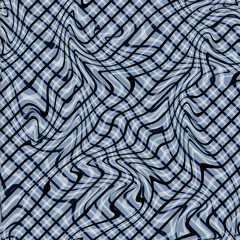 Abstract Illustration of Wave Stripes on Black and Gray Background with Geometric Pattern and Visual Distortion Effect. Optical illusion and Curved lines. Op art