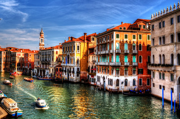Fototapeta na wymiar View Grand Canal from Rialto bridge, Venice, Italy