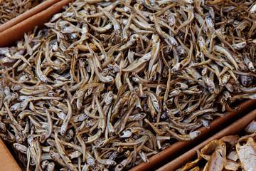 Dried fishes in box 