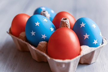 american easter Easter eggs painted in the style of the American flag.