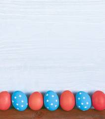 american easter Easter eggs painted in the style of the American flag.