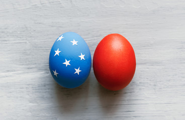 american easter Easter eggs painted in the style of the American flag.