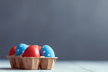 american easter Easter eggs painted in the style of the American flag.