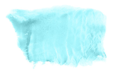 Abstract watercolor background hand-drawn on paper. Volumetric smoke elements. Blue-Green color. For design, web, card, text, decoration, surfaces.