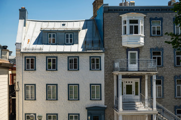 Old coloured buildings in Quebec City, Canada