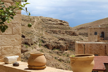 The Mar Saba Monastery, Laura of our Holy Father Sabbas the Sanctified in the Kidron Valley, in the Judaean desert known as the Judean wilderness and surroundings, near Betlehem, Palestinian, Israel