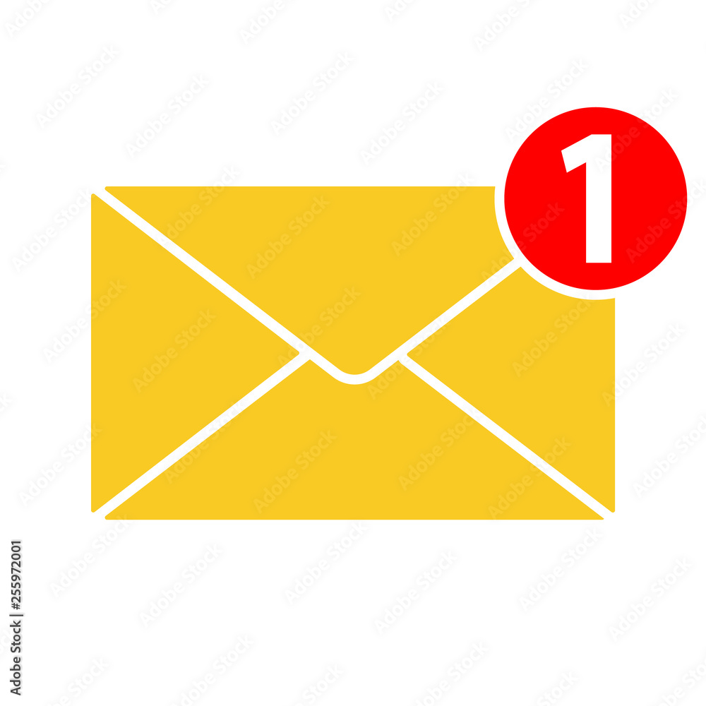 Fototapete new incoming messages icon with notification.two incoming email messages in inbox.