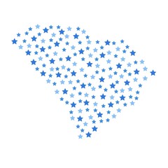 South Carolina U.S. state map background with blue stars of different sizes vector illustration eps
