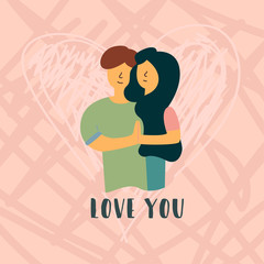 Vector Flat Banner love you guy with brown hair