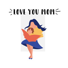 Vector flat banner love my mom young mother
