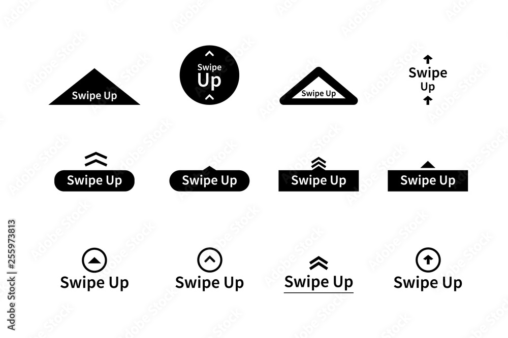 Poster Swipe up icon set. Stories swipe button. See More. Arrow up