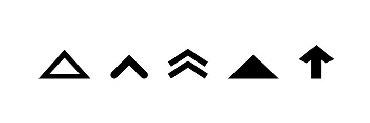 black arrows Set. Arrow symbol for your web site design, logo, app, UI. Different swipe up arrows, Up and down trend