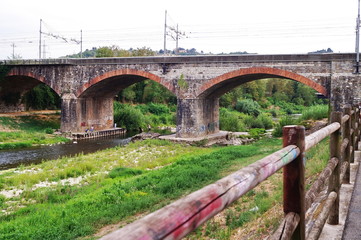 Railway bridge over Sieve river, Pontassieve, Tuscany, Italy