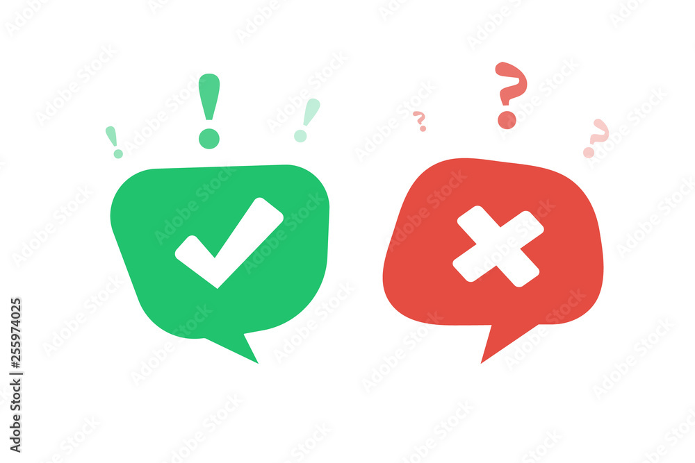 Poster yes and no check marks. vector.