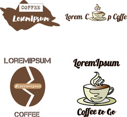 Coffee Shop Logos, Badges and Labels Design Elements set. Cup, beans