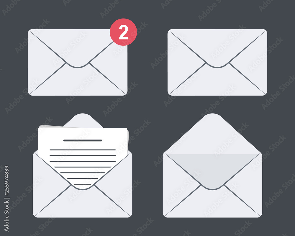 Leinwandbilder Set of envelope icon. Mail. incoming message, Open and read message. Set of mail message icons