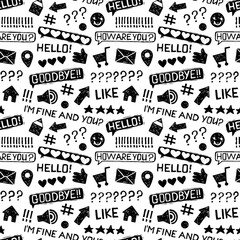 Fototapeta premium Social media seamless sketch vector pattern. 