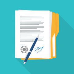 signed paper deal contract icon.