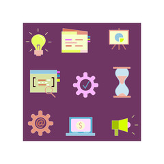 Search Engine Optimization Vector Outline Icons. SEO Elements.