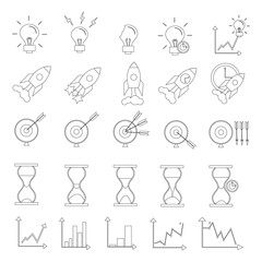 Search Engine Optimization Vector Outline Icons. SEO Elements.