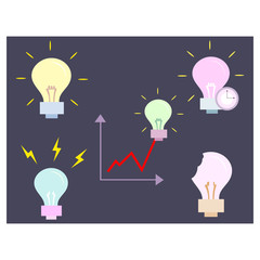 Search engine optimization vector outline icons. Light bulb as a symbol of the idea. SEO elements