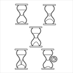 Search engine optimization color vector outline icons. Hourglass. SEO elements