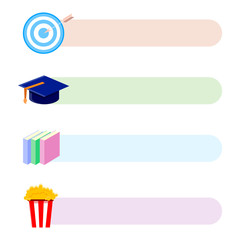 Color flat icon set - textbooks flat vector, book, notebook, popcorn