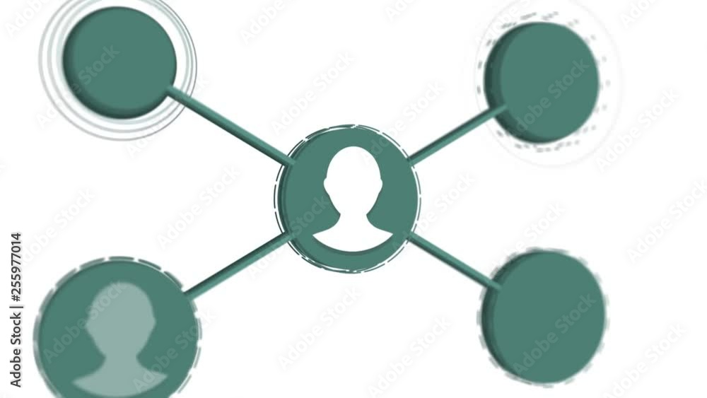 Poster networking growing network loop. social network animation. global network and human resources concep
