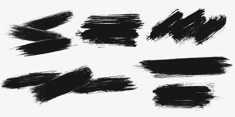 One color monochrome artistic hand drawn backgrounds. Vector set of hand drawn brush strokes, stains for backdrops. Monochrome design elements set.