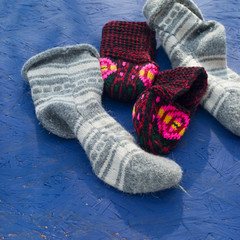 Hand knitted wool socks