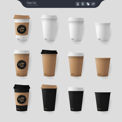 Realistic paper coffee cup – mock up – template - vector