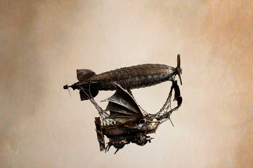 Dirigibile Steampunk su scacchiera