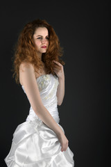 Fototapeta premium red hair bride studio photos