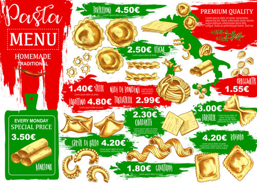 Homemade italian pasta types menu