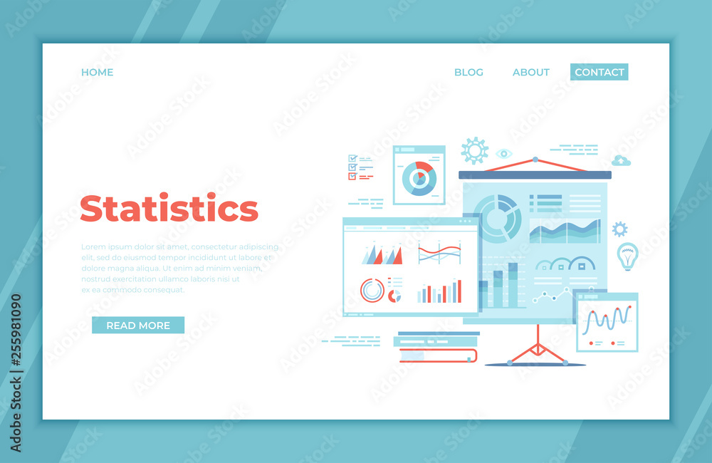 Poster statistics presentation. monitoring and analysis statistical data. graphs, charts, diagrams, infogra