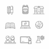 Set of school related icon line design 