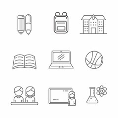 Set of school related icon line design 