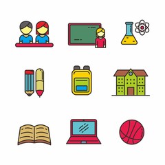 Set of school related vector illustration, set of school related icon 