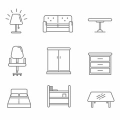 Set of furniture icon line design, furniture vector illustration 