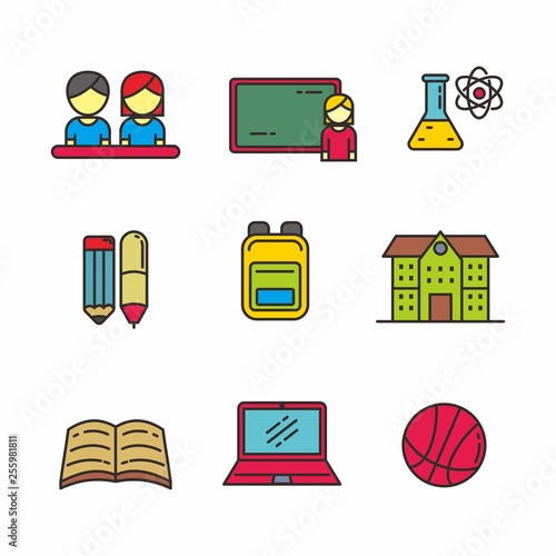 Set of school related vector illustration, set of school related icon 