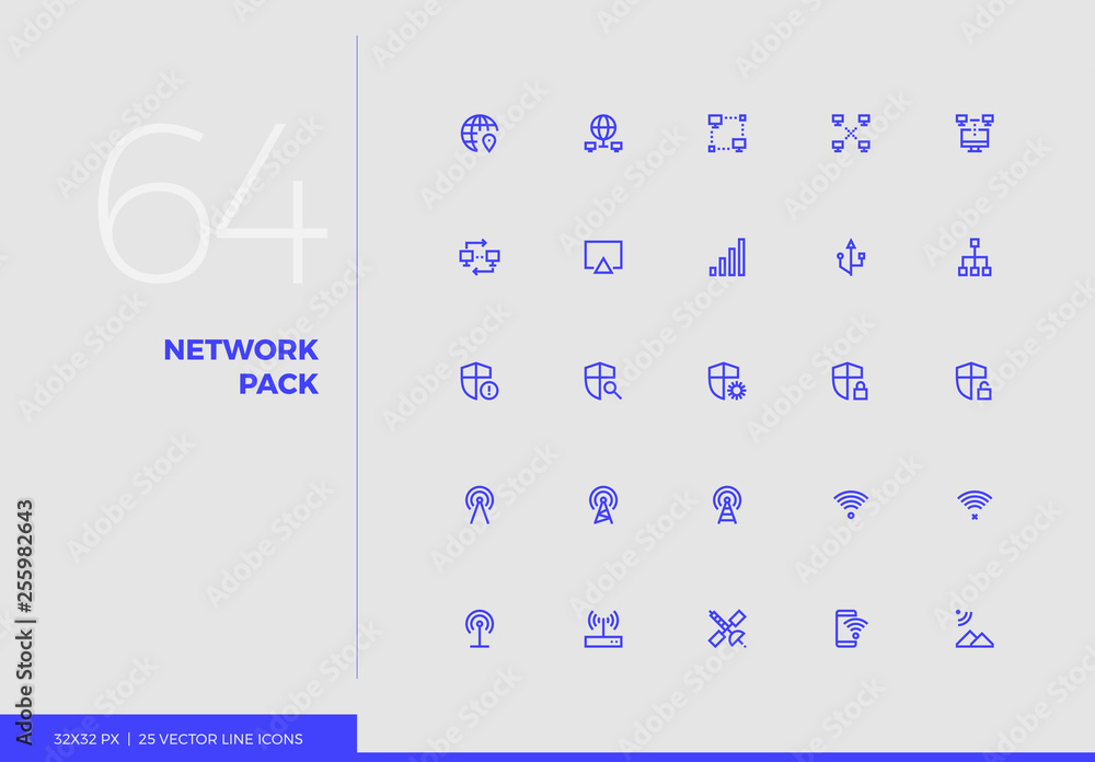 Poster Vector Line Icons Network Pack