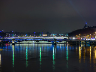 The Rhone bridges, Festival of Lights of Lyon 2018