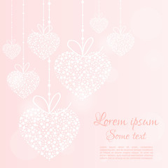 Valentines day, Illustration of love, hearts on light background. Love Invitation card.