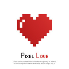 Pixel love illustration. Pixel logo vector design. Heart icon logo design. 