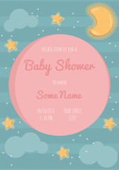 Fototapeta premium Baby shower invitation card babies boy and girl. Baby frame with boy/girl and stickers on light background. It's a boy. It's a girl.