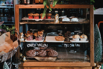 Modern bakery in coffee shop.